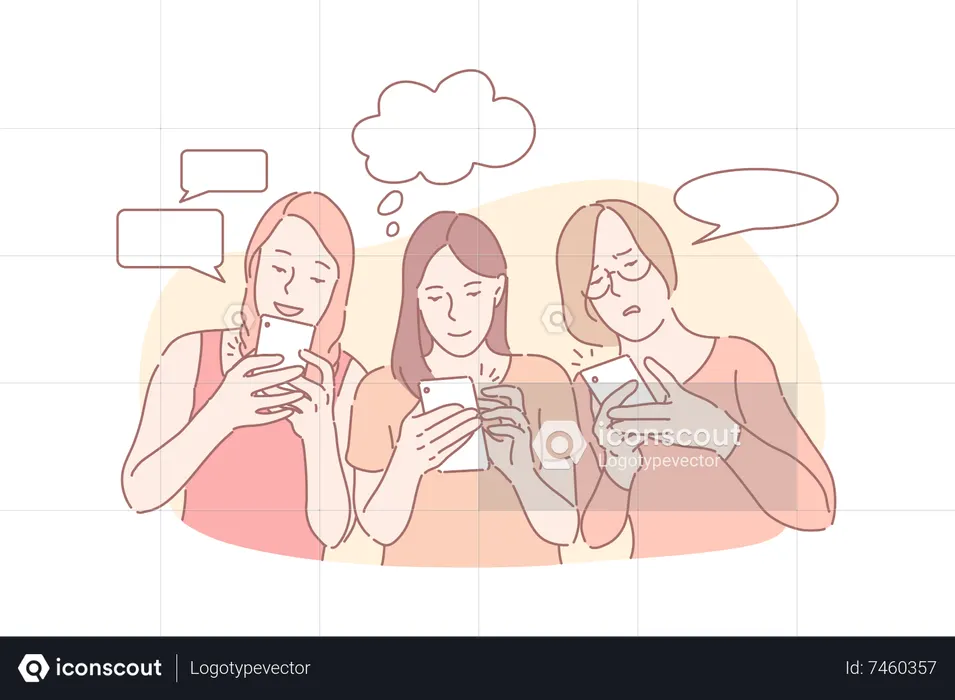 Ladies using smartphone  Illustration