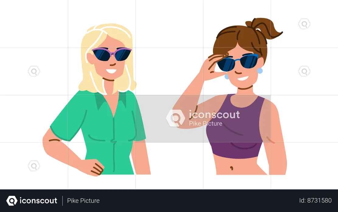 Ladies wear sunglasses  Illustration