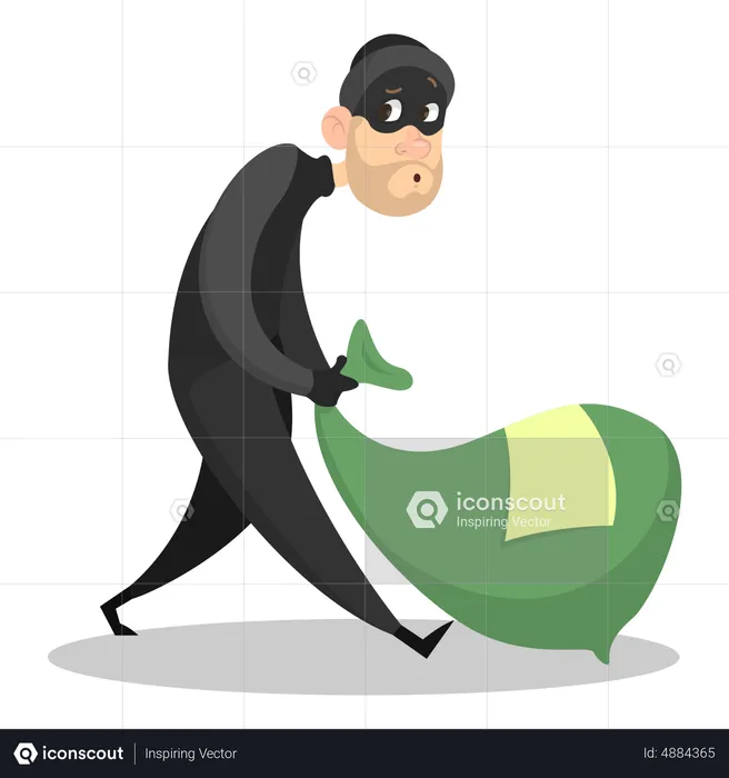 Ladrão roubando dinheiro  Ilustração