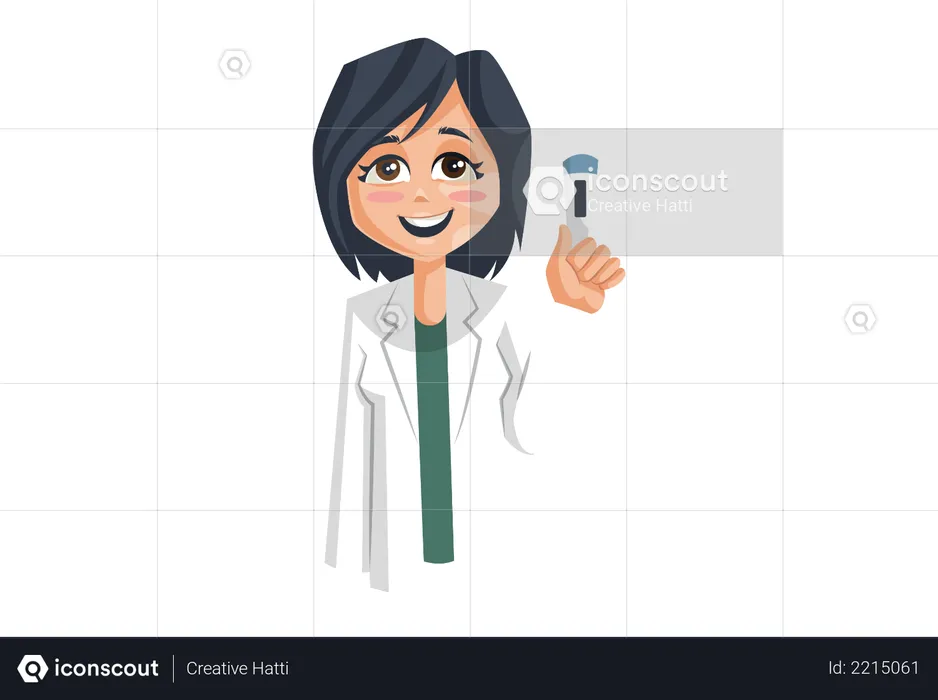Lady Doctor holding digital thermometer  Illustration
