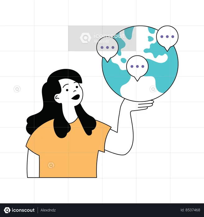 Lady doing chat worldwide  Illustration