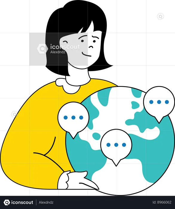 Lady doing chat worldwide  Illustration