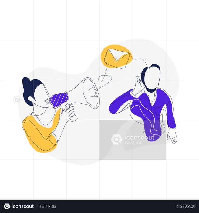 Lady doing Referral scheme via email  Illustration