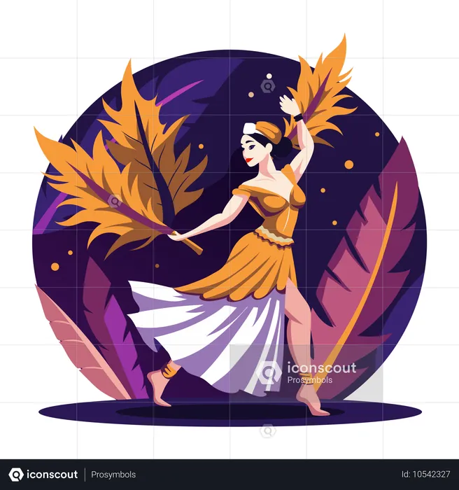 Lady doing samba dance in autumn season  Illustration