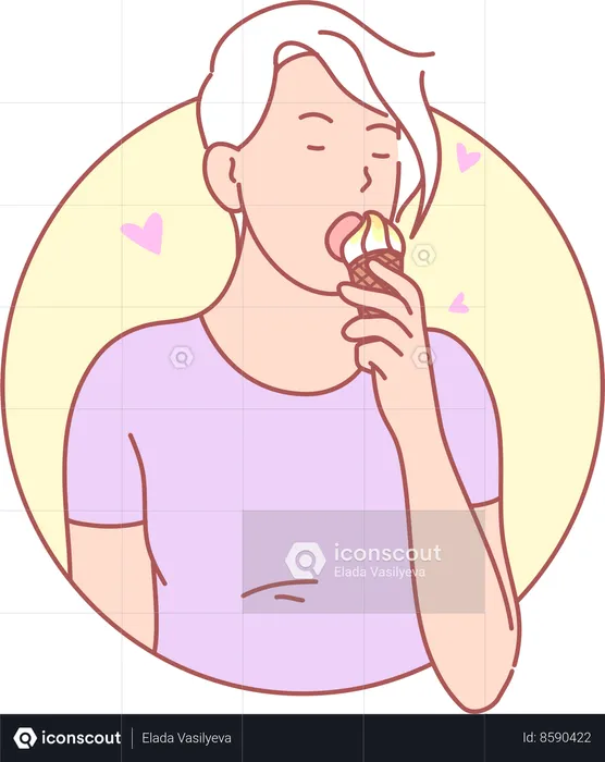 Lady eating icecream  Illustration