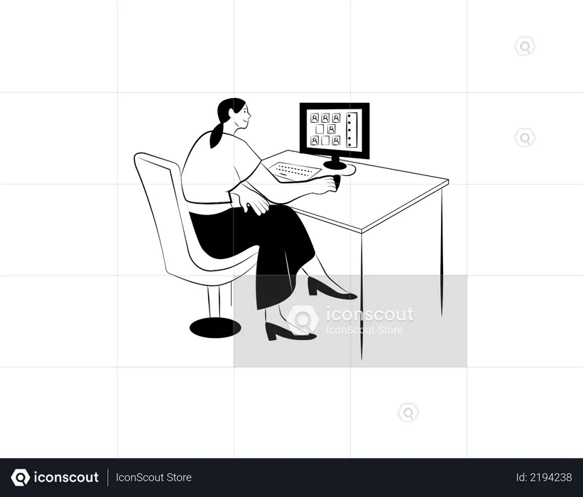 Lady employee doing video meeting  Illustration