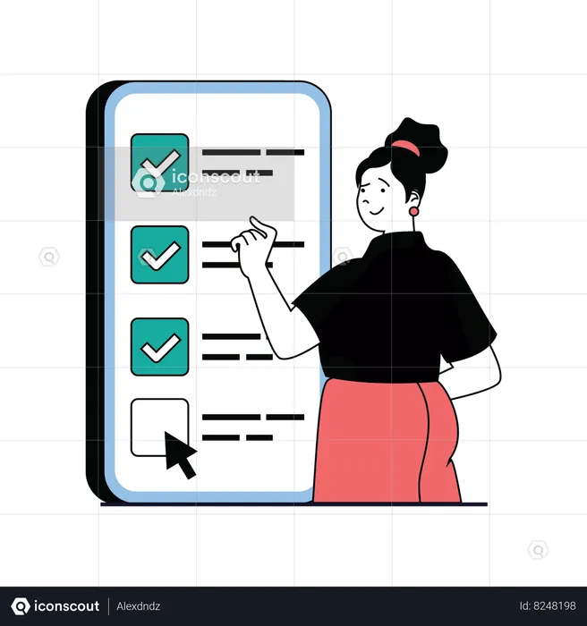 Lady giving feedback online  Illustration