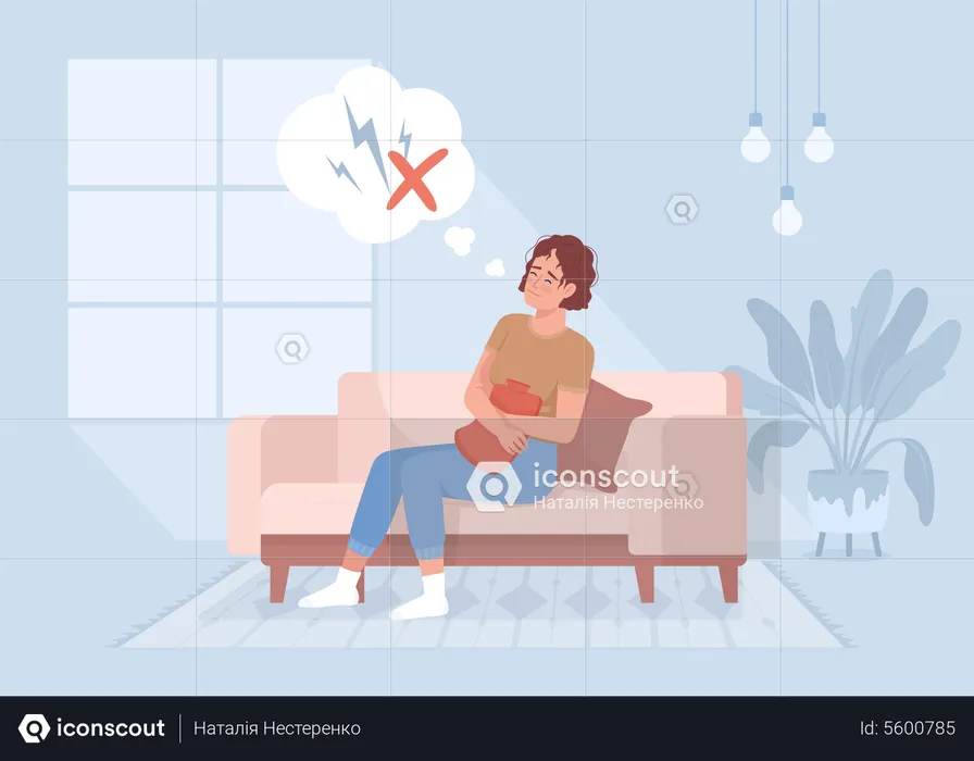Lady happy about menstrual pain relieving  Illustration