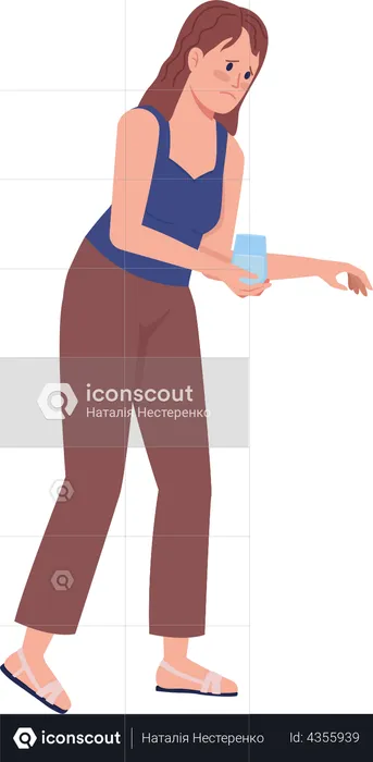 Lady holding glass of water  Illustration