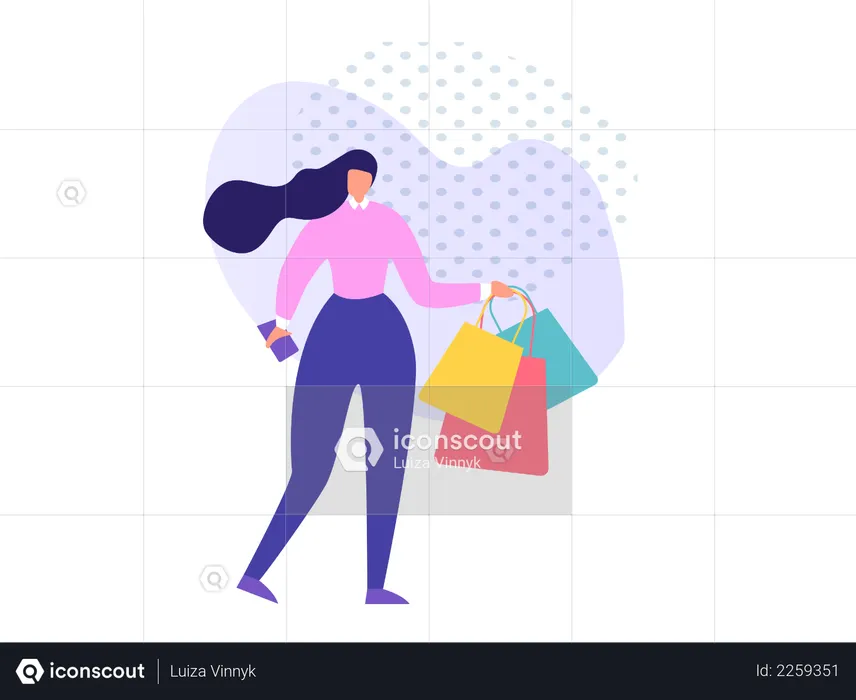 Lady holding Shopping bags  Illustration