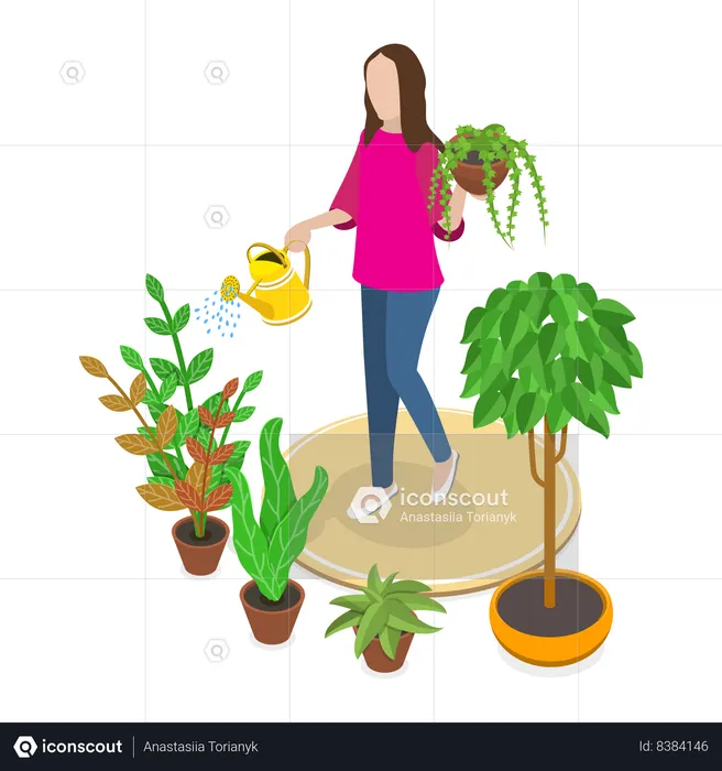 Lady is doing gardening  Illustration