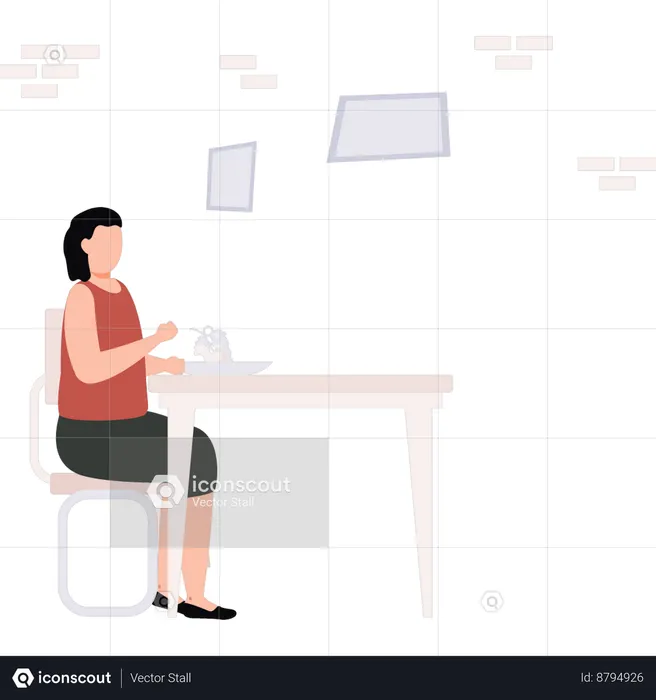 Lady is eating fruits  Illustration