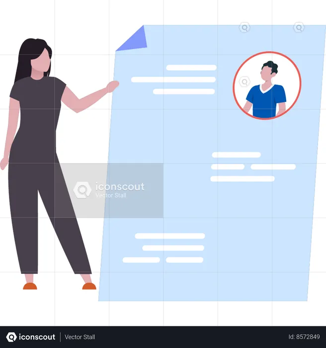 Lady is looking at candidate's resume  Illustration
