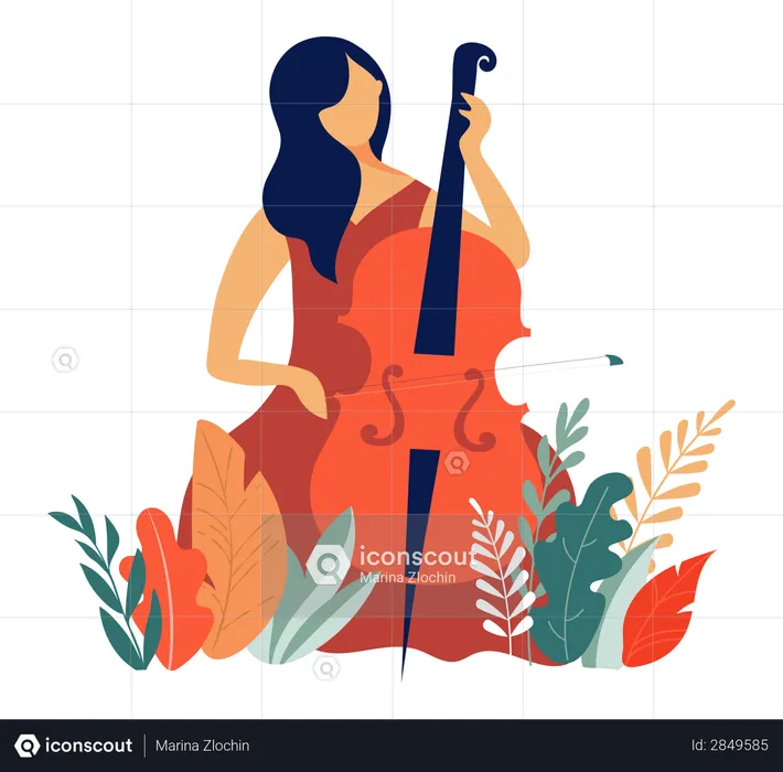 Lady Playing cello  Illustration