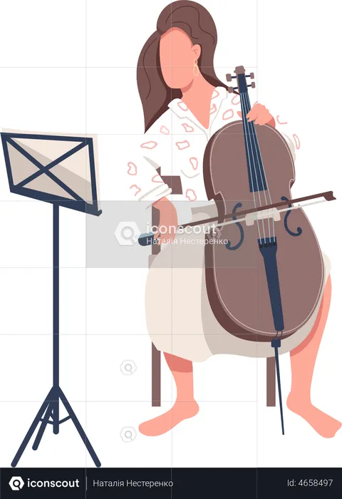 Lady Playing Cello  Illustration