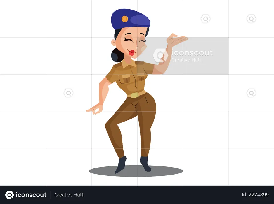 Lady Police Dancing  Illustration