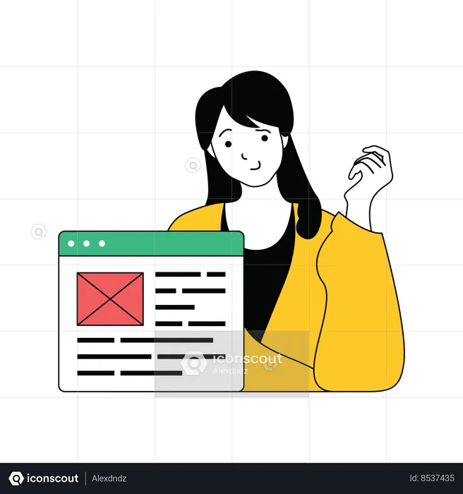Lady showing website layout  Illustration