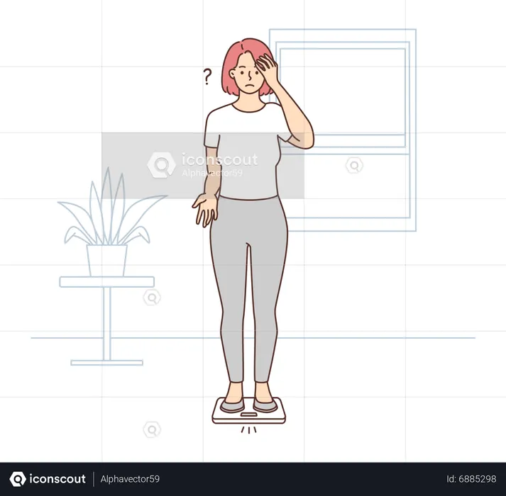 Lady standing on weight scale  Illustration