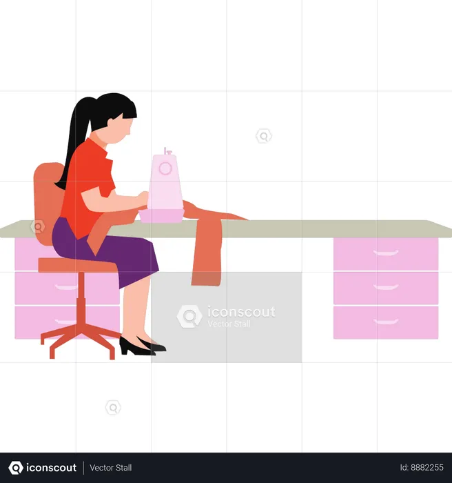 Lady tailor is sewing clothes  Illustration