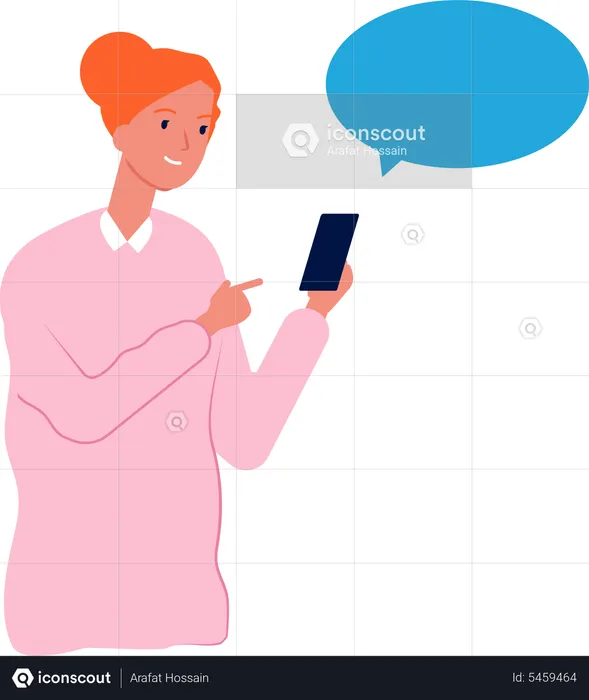 Lady Talking On Smartphone  Illustration