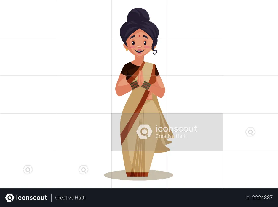 Lady teacher with Namaste Hand gesture  Illustration