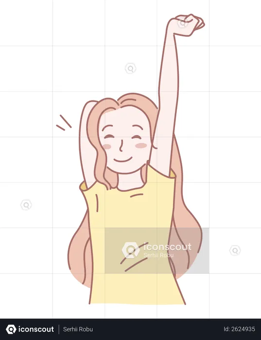 Lady waking up at morning  Illustration