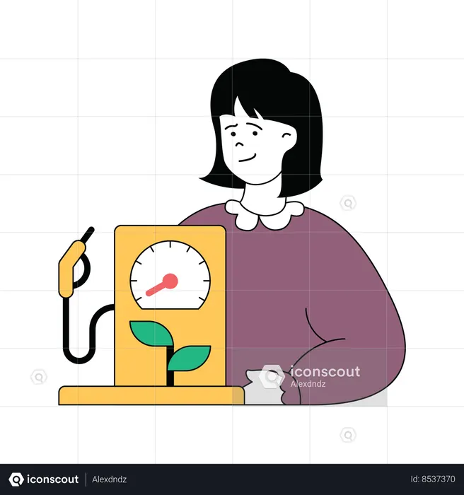 Lady with bio fuel pump  Illustration