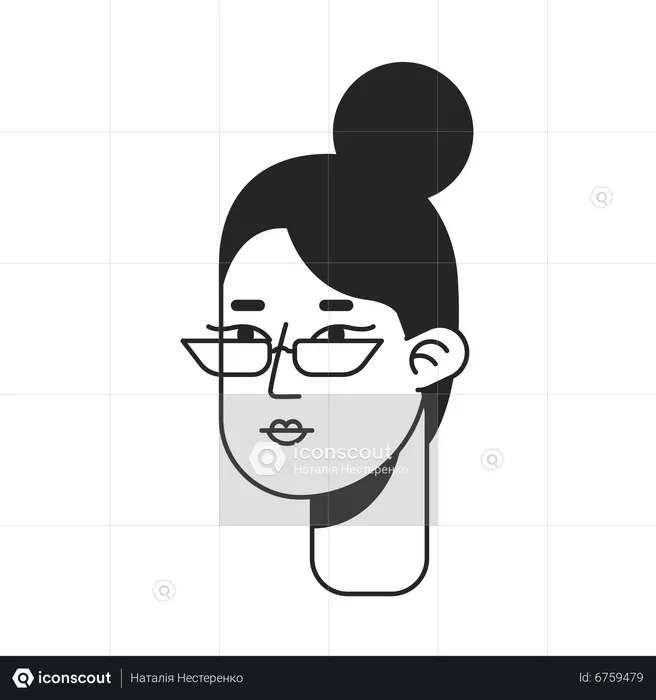 Lady with bun and glasses  Illustration