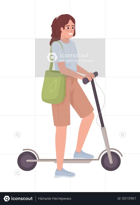 Lady with electric scooter  Illustration