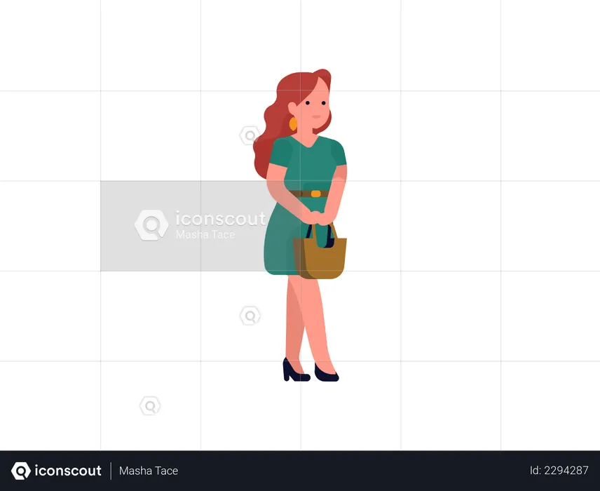 Lady with hang bag  Illustration