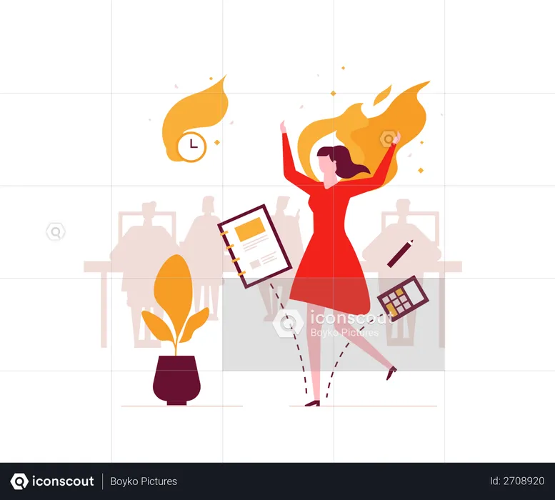 Lady with heavy workload  Illustration