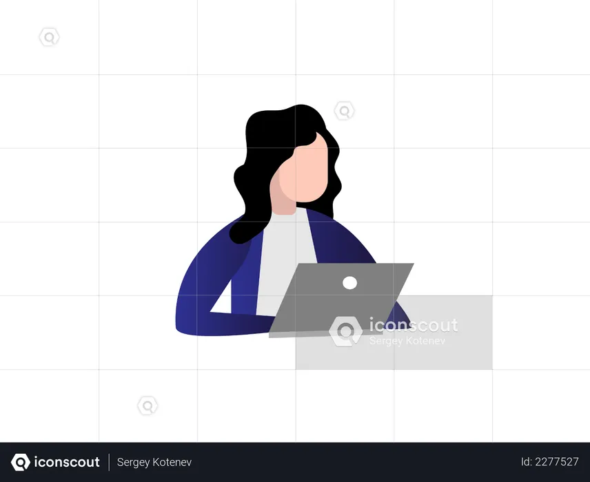 Lady working on Laptop  Illustration
