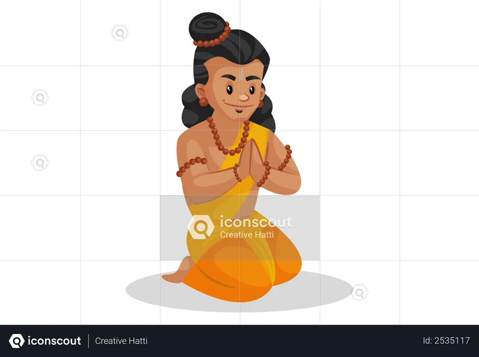 Lakshmana doing worship of god  Illustration