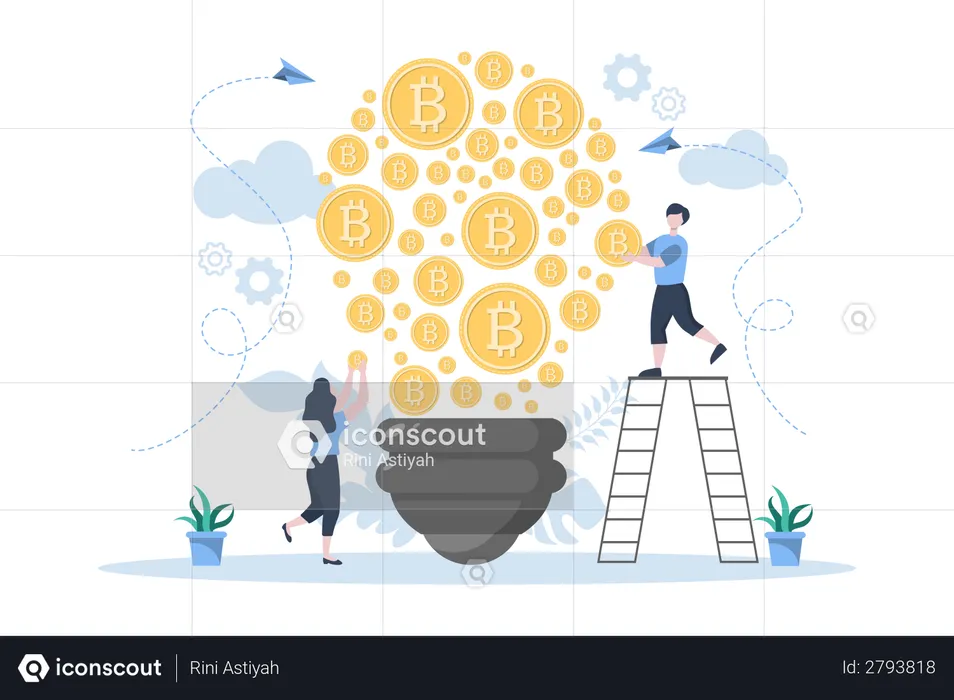 Lamp Mining Bitcoin Cryptocurrency  Illustration