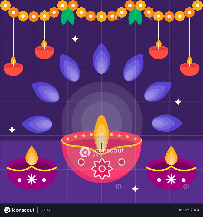 Lâmpada de diwali  Ilustração