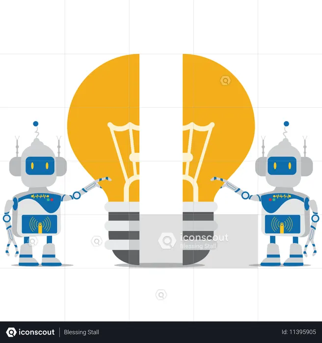 Robô com inteligência artificial - Lâmpada  Ilustração