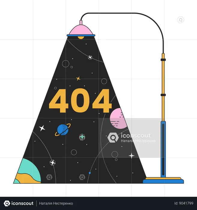 Lamppost light planets galaxy error 404 flash message  Illustration