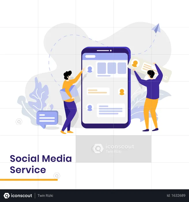 Landing Page for Social Media Services  Illustration