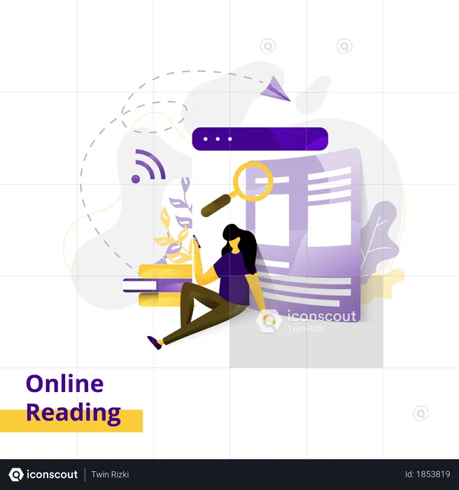 Landing page Illustration Online Reading  Illustration