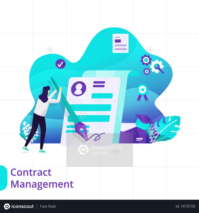 Landing Page of Contract Management  Illustration