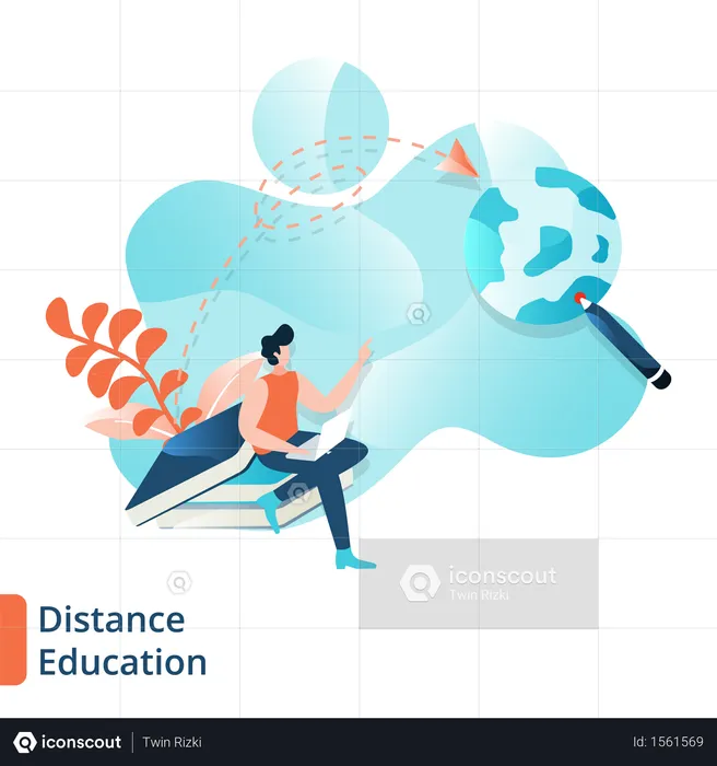 Landing Page of Distance Education  Illustration