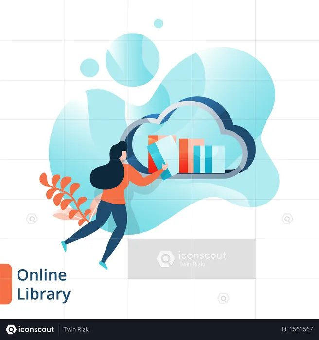 Landing Page of Online Library  Illustration