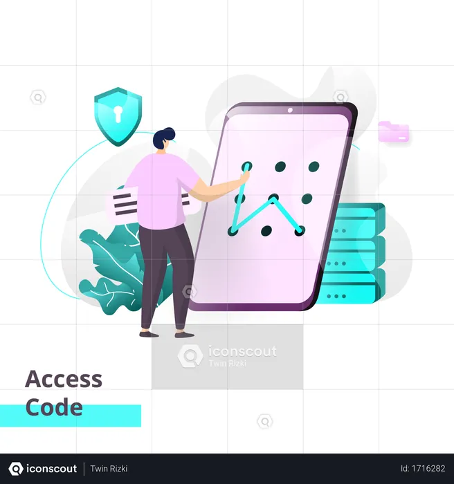 Landing page template of Access Code  Illustration