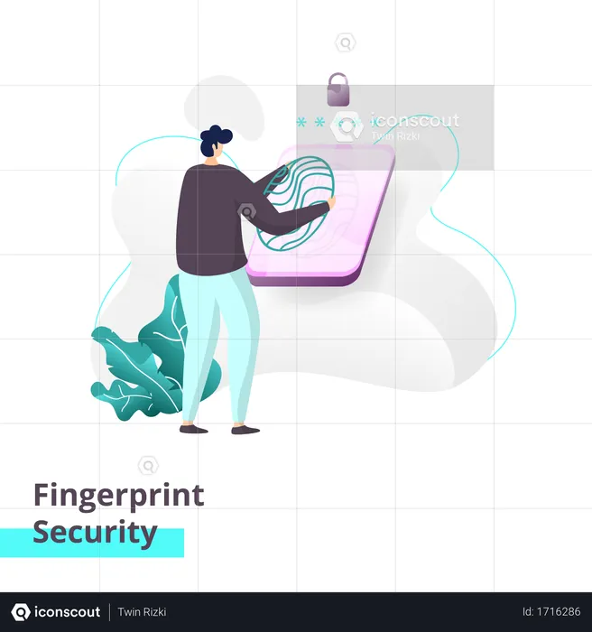 Landing page template of Fingerprint Security  Illustration