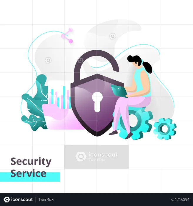 Landing page template of Security Service  Illustration