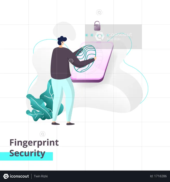 Landingpage-Vorlage für Fingerabdrucksicherheit  Illustration