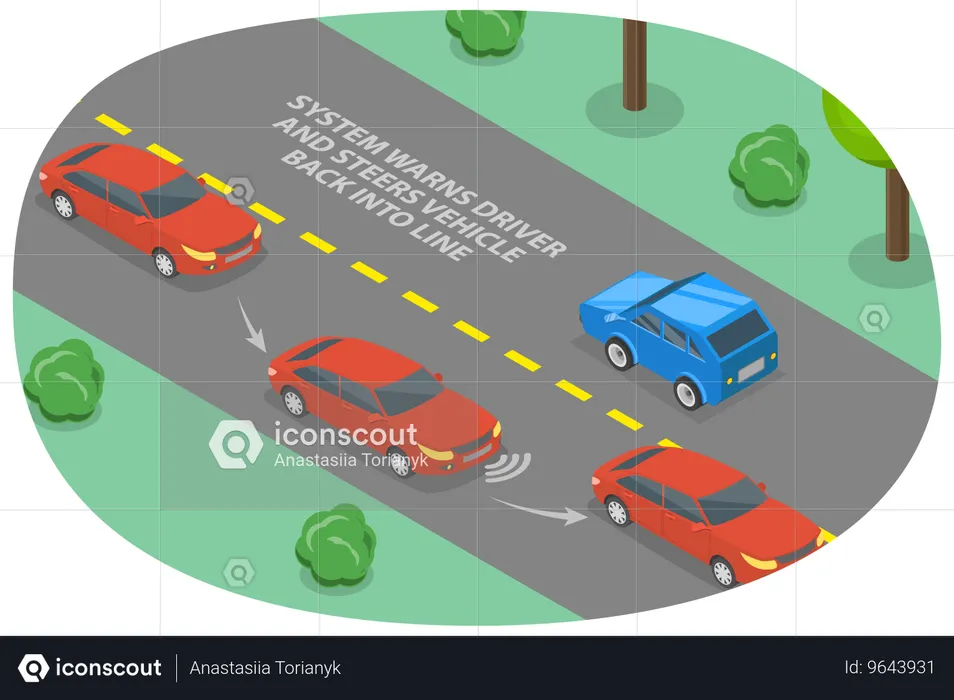 차선이탈 경고 시스템  일러스트레이션