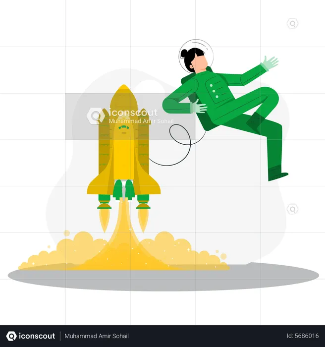 Lanzamiento de cohetes en el espacio  Ilustración
