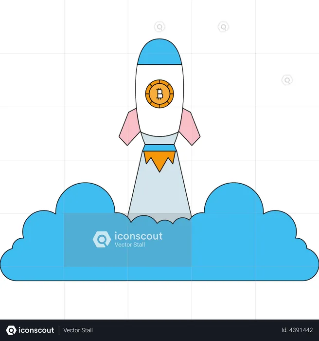 Lanzamiento de inicio de Bitcoin  Ilustración