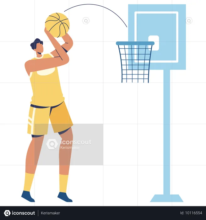 Tiro libre en el partido de baloncesto  Ilustración